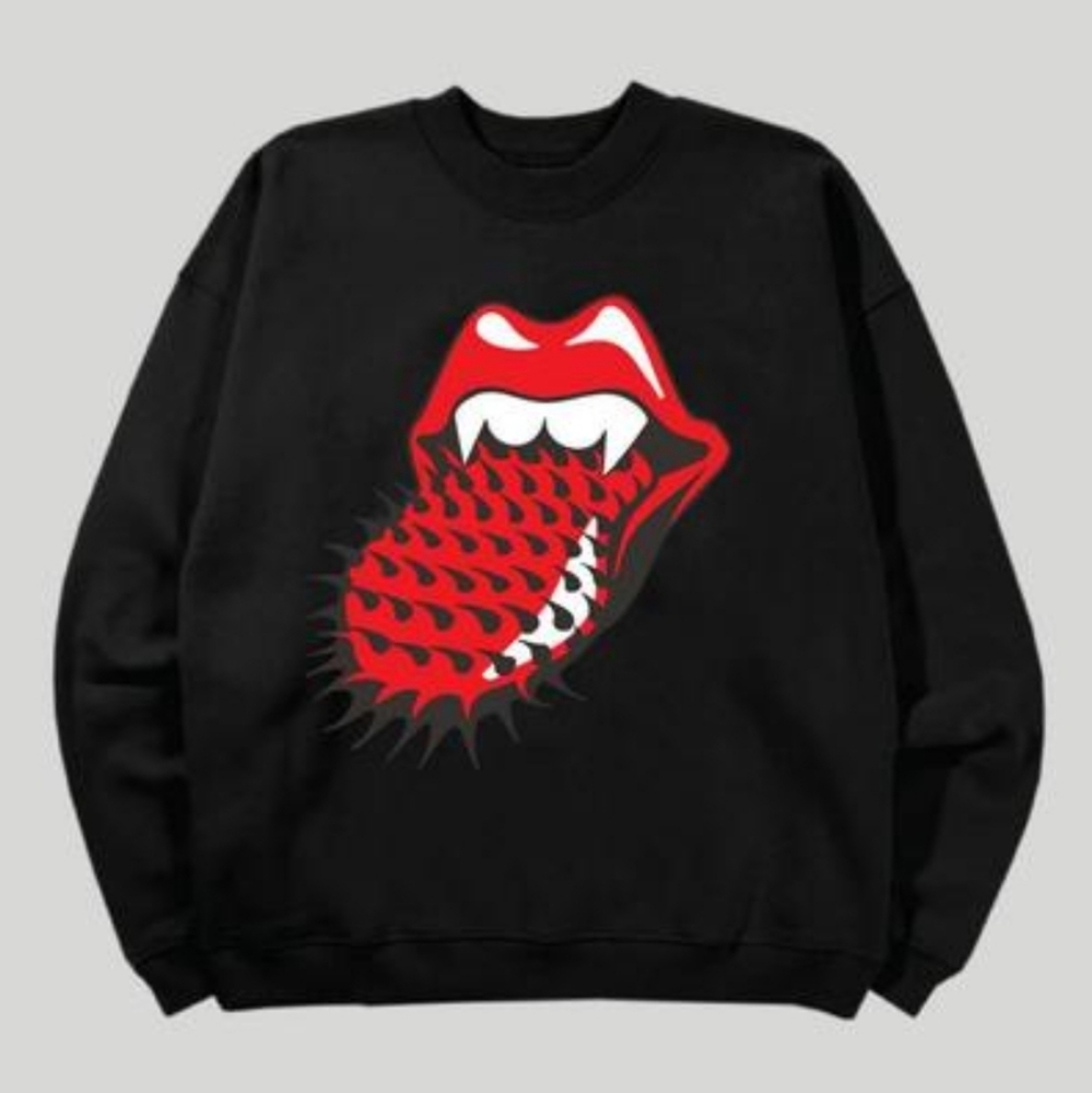 Rolling Stones Graphic Sweatshirt Black Red Large New